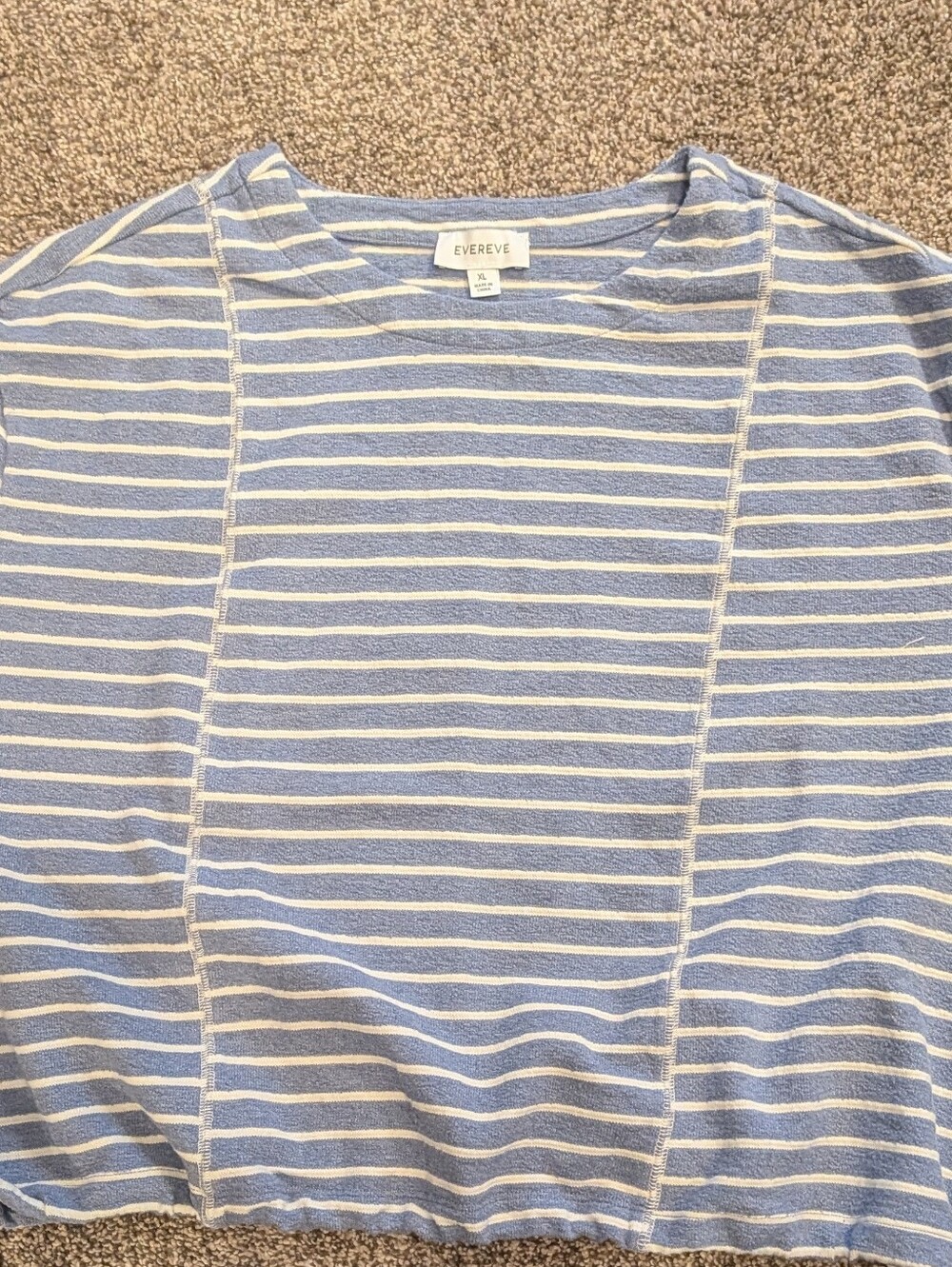 Evereve Blue and White Striped Drawstring Long-Sleeve Tee